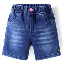 Olio Kids Denim Knit Above Knee Length Denim Shorts - Navy Blue-image-14