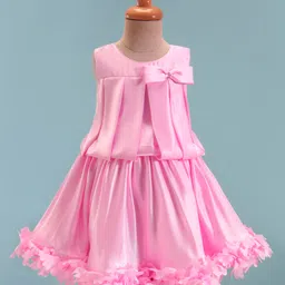 Enfance Sleeveless Bow Applique Ruffle Detailed Dress - Pink-picture-6