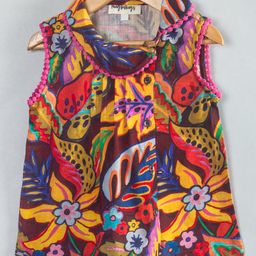Hugsntugs Woven Cotton Sleeveless Floral Printed Top - Multi Colour-image-71