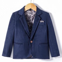 Rikidoos Full Sleeves Textured Blazer - Blue-image-87