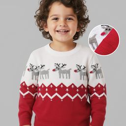 Mark & Mia Knit Full Sleeves Pullover Sweater with Fair Isle Jacquard Design - Red-picture-20