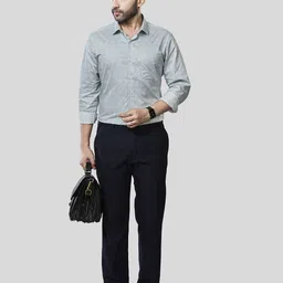 JONESBURG Printed Spread Collar Classic Slim Fit Cotton Shirt-image-87