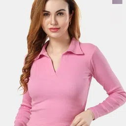 Fabme Women Pack of 2 Cotton Long Sleeves Shirt Style Crop Top-image-14