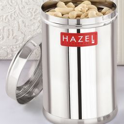 HAZEL Stainless Steel Kitchen Container with Transparent Lid Top See Through Kitchen Container Set with Matt Finish Multipurpose Container for Kitchen Storage Set of 6 Silver - 1100 ML image 2