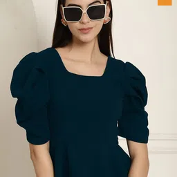 Metronaut Puff Sleeve Peplum Top-picture-2