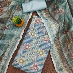 LeeliPeeri Designer Printed Organza Unstitched Dress Material-image-58