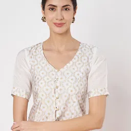 studio rasa Floral Printed V-Neck Ethnic Button Down Top-25