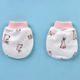 Ben Benny Interlock Cap Mitten Booties Set with Rabbit Print White - Diameter 9 .5 cm image 4