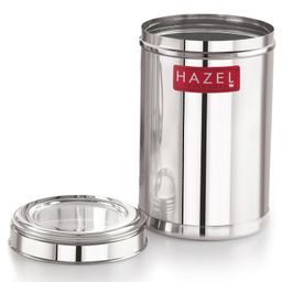 HAZEL Stainless Steel Kitchen Container with Transparent Lid Top See Through Kitchen Container Set with Matt Finish Multipurpose Container for Kitchen Storage Set of 6 Silver - 1100 ML image 5