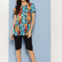 BAESD Plus Size Floral Printed Swimwear & Attached Tights With Cap-image-23