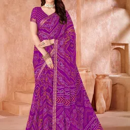 KALINI Bandhani Print Bandhani Saree with Matching Blouse Piece-picture-35