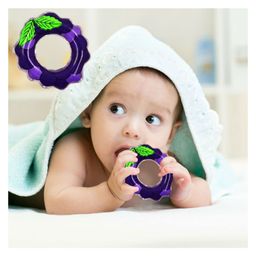 Vworld Fruit Shape Silicone Teether Teething Toys for Baby Combo of Orange and Grapes Teether  (Pack of 2) (multicolour) image 5