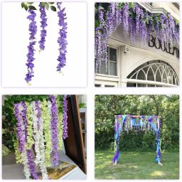 Artificial Wisteria Hanging Flowers for Decoration, 3.6 Feet (Purple, 12) Artificial Plant-19