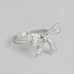 DressBerry Women Stone-Studded Bow-Shaped Adjustable Finger Ring-31