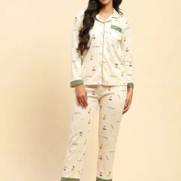 Global Republic Cream Graphic Pyjama Sets-image-17