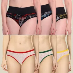 AROUSY Black & Blue Printed Panties - Pack Of 6-image-47