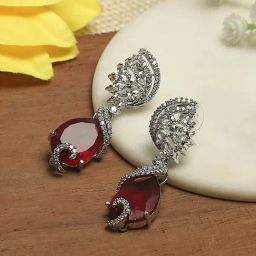 Biba Red Brass Dangler Earrings for Women-image-47