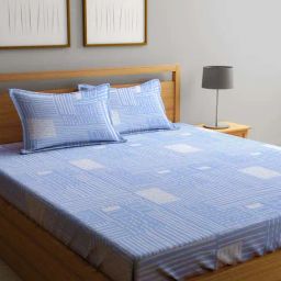 Klotthe Multicolor Cotton Blend 300 TC Double Bedsheet With 2 Pillow Covers-image-87