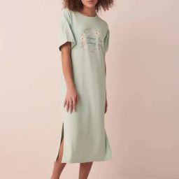 La Vie En Rose Green Printed Sleep Tee-image-48