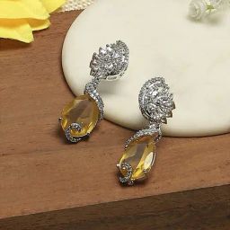 Biba Yellow Brass Dangler Earrings for Women-13