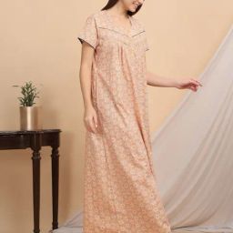 Sweet Dreams Yellow Cotton Printed Nighty-image-97