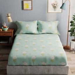Bianca Amolina Green 135 TC Cotton Double Bedsheet with 2 Pillow Covers-image-39
