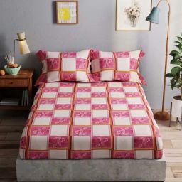 Bianca Amolina Pink 135 TC Cotton Double Bedsheet with 2 Pillow Covers-image-51