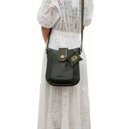 Hidesign SAHARA Green Solid Medium Sling Handbag-image-70