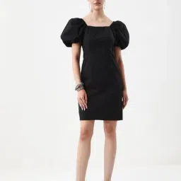 RAREISM Black Blended Solid Dress-picture-1