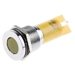 RS PRO Yellow Panel Mount Indicator , Mounting Hole Size 16 mm, Termination Type Solder Tab, Model No 211768-13