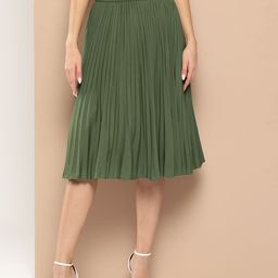 Chemistry Crepe Accordion Pleated Flared Skirt-picture-32