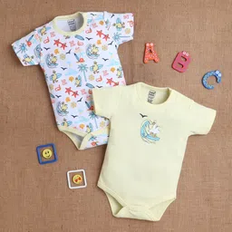 MeeMee Infants Pack Of 2 Printed Cotton Bodysuits-image-75