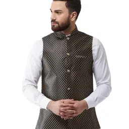 Sojanya Black & Gold Printed Nehru Jacket-31