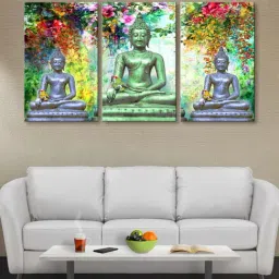 999Store Multicolor Three Buddha Art 3 Frame Canvas Paintings-57
