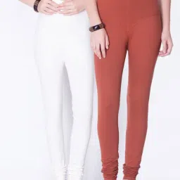 Dollar Missy Maroon & White Cotton Leggings - Pack of 2-image-68