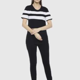 Vimal Jonney Black Stripes Print Pajama Set-picture-49