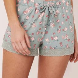La Vie En Rose Green Printed Shorts-image-82