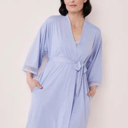 La Vie En Rose Blue V Neck Robe-image-31