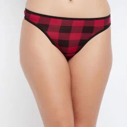 Clovia Red Checks Thongs-image-18