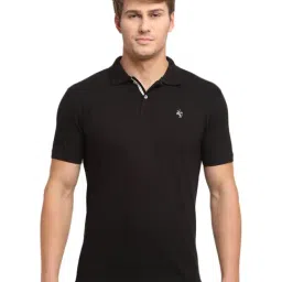 Cantabil Black Cotton Regular Fit Polo T-Shirt-picture-24