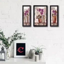 eCraftIndia Set of 3 Botanical Floral Satin Matt Texture UV Art Painting-image-71