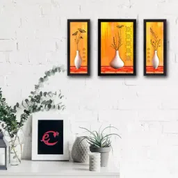 eCraftIndia Set of 3 Botanical Floral Satin Matt Texture UV Art Painting-image-71