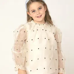 Cherry Crumble By Nitt Hyman Kids Cream Printed Top-image-89