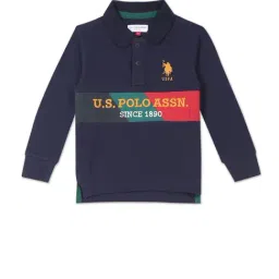 U.S. Polo Assn. Kids Navy Logo Print Polo T-Shirt-image-81