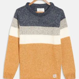 Octave Kids Mustard & White Color Block Full Sleeves Pullover-image-67