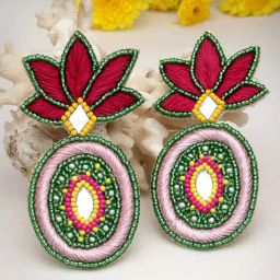 Moedbuille Beads Handcrafted Lotus Design Contemporary Earrings-13