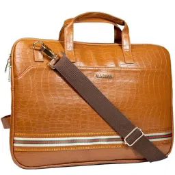 Man Arden Tan Animal Effect 14 inch Medium Leather Laptop Bag-image-57