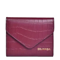 BELWABA Maroon Textured Tri-Fold Wallet for Women-42