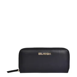 BELWABA Black Solid Zip Around Wallet for Women-30