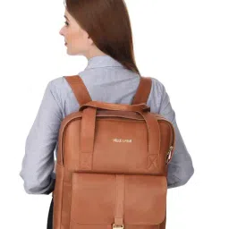 PELLE LUXUR Brown Medium Backpack-36